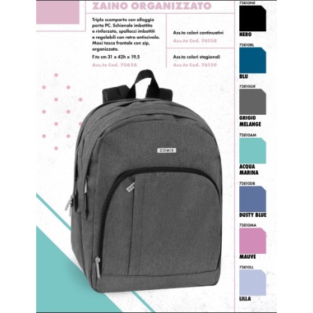 ZAINI ORGANIZZATI UNICA TINTA COMIX DUSTY BLUE 2026