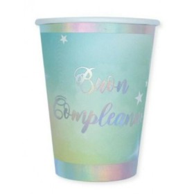 BICCHIERI 200 CC B.COMPLEANNO RAINBOW PZ 8