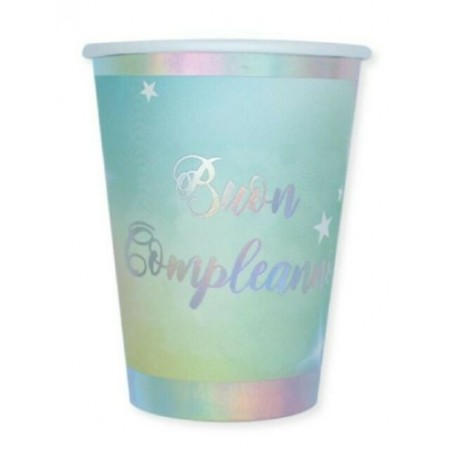 BICCHIERI 200 CC B.COMPLEANNO RAINBOW PZ 8