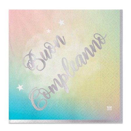 TOVAGLIOLI CM. 33X33 B.COMPLEANNO RAINBOW PZ 20