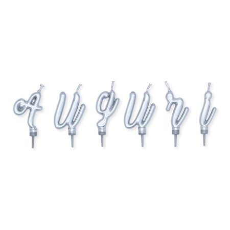 CANDELINE 5CM ITALIC AUGURI ARGENTO METAL