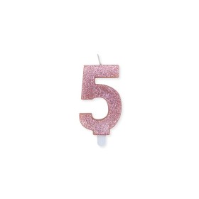 CANDELE A NUMERO ROSA GLITTER N5