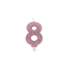 CANDELE A NUMERO ROSA GLITTER N8