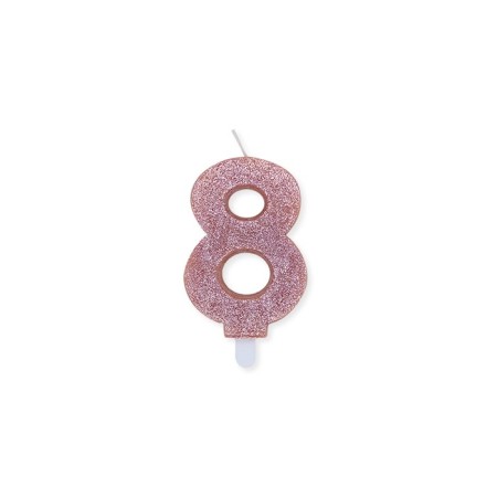 CANDELE A NUMERO ROSA GLITTER N8