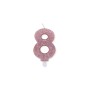 CANDELE A NUMERO ROSA GLITTER N8