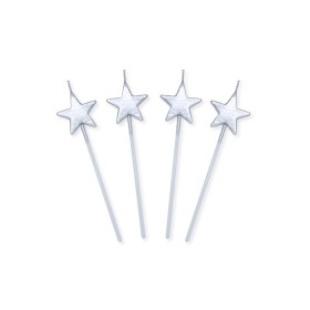 4 CANDELE 13CM PICK STELLE ARGENTO METAL