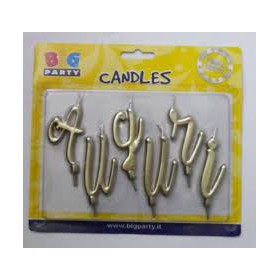 SET CANDELINE AUGURI ORO METAL CM.7