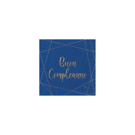 20 TOVAGLIOLI BUON COMPLEANNO BLUE GOLD