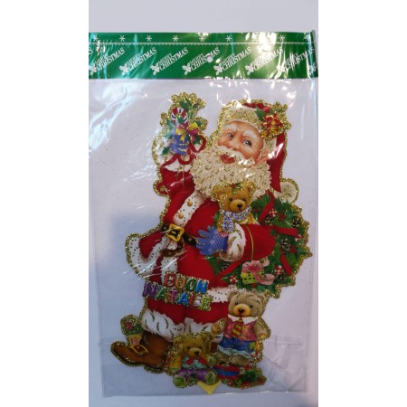 VETROFANIE 45X26 BABBO NATALE CON RENNA