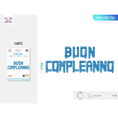 PALLONCINI MYLAR BUONCOMPLEANNO BLU DA 16 POLLICI