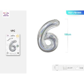 PALLONCINI MYLAR ARGENTO DA 40 POLLICI NUMERO 6