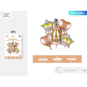 SET PALLONCINI MYLAR CHAMPAGNE PZ.5