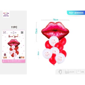 SET PALLONCINO ROSSO CON LABRA