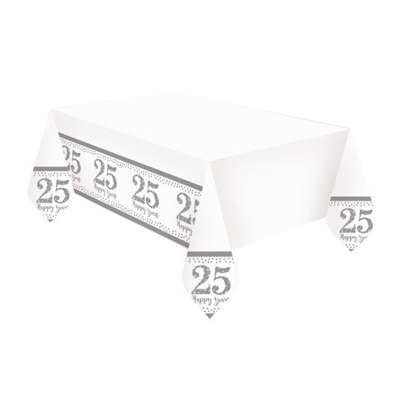 TABLECOVER SILVER ANNIVERSARIES PLASTIC Q