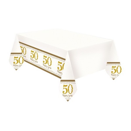 TABLECOVER GOLD ANNIVERSARIES PLASTIC Q