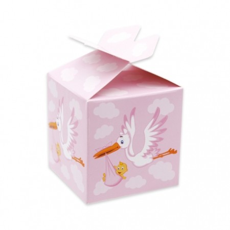 SCATOLINE PORTACONFETTI CICOGNA ROSA PZ.25