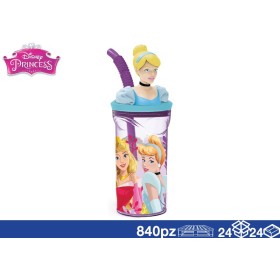 BICCHIERE C/CANNUCCIA E PERSONAGGIO 360 ML PRINCIPESSE