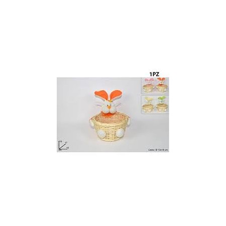 CESTO DIAM.13CM C/CONIGLIO PELUCHE
