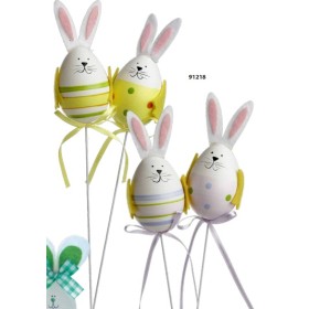 2 CONIGLI SU STELO 27CM 2 COLORI