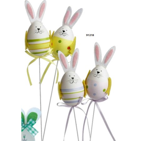 2 CONIGLI SU STELO 27CM 2 COLORI