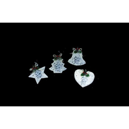 APPENDINI GLITTER BIANCO CON BACCHE 4ASS