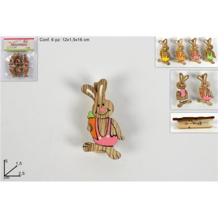 MOLLETTINE LEGNO CONIGLIETTO SET 6 PZ