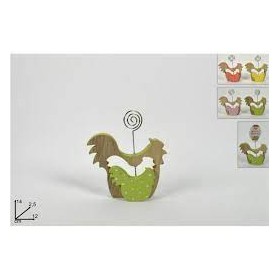 FERMABIGLIETTINO GALLINA IN LEGNO