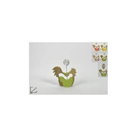 FERMABIGLIETTINO GALLINA IN LEGNO