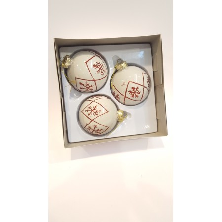 3 SFERE NATALIZIE BIANCO/ROSSO.