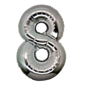 PALLONCINI ARGENTO NUMERO 8 18CM