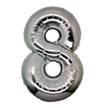 PALLONCINI ARGENTO NUMERO 8 18CM