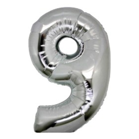 PALLONCINI ARGENTO NUMERO 9 18CM