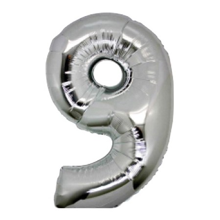 PALLONCINI ARGENTO NUMERO 9 18CM