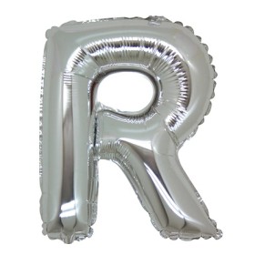 PALLONCINI ARGENTO LETTERA R 18CM.
