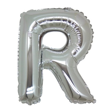 PALLONCINI ARGENTO LETTERA R 18CM.