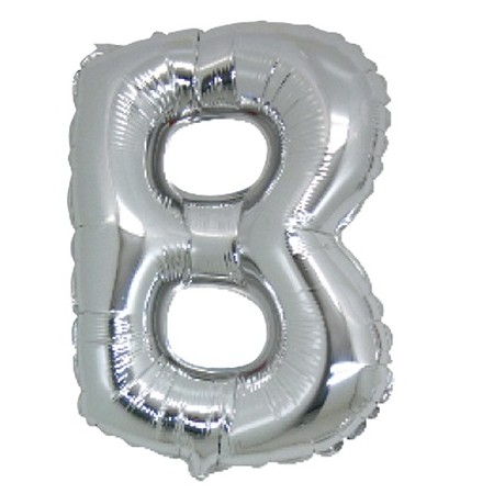 PALLONCINI ARGENTO LETTERA B 18CM.