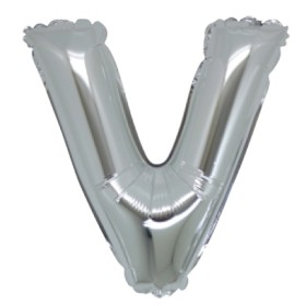 PALLONCINI ARGENTO LETTERA V 18CM.
