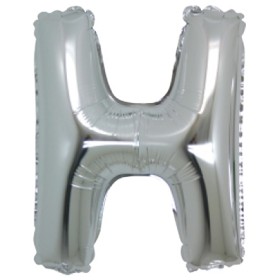 PALLONCINI ARGENTO LETTERA H 18CM.