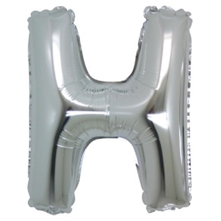 PALLONCINI ARGENTO LETTERA H 18CM.