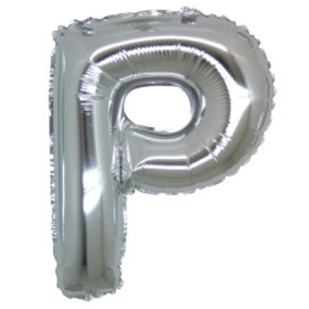 PALLONCINI ARGENTO LETTERA P 18CM.