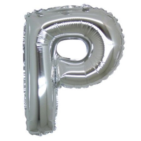 PALLONCINI ARGENTO LETTERA P 18CM.