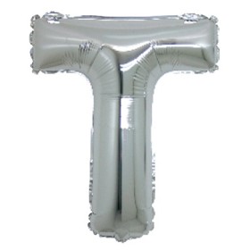 PALLONCINI ARGENTO LETTERA T 18CM