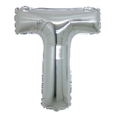 PALLONCINI ARGENTO LETTERA T 18CM