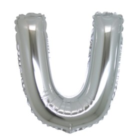 PALLONCINI ARGENTO LETTERA U 18CM