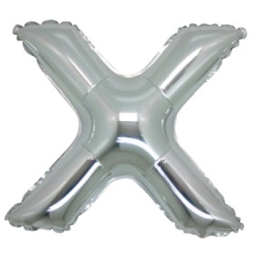 PALLONCINI ARGENTO LETTERA X 18CM