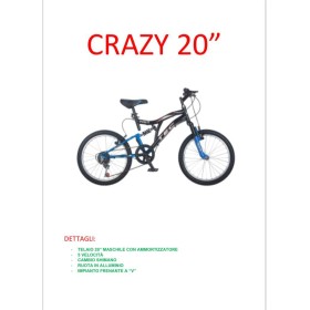 BICICLETTA 20 CRAZY NERA/BLU