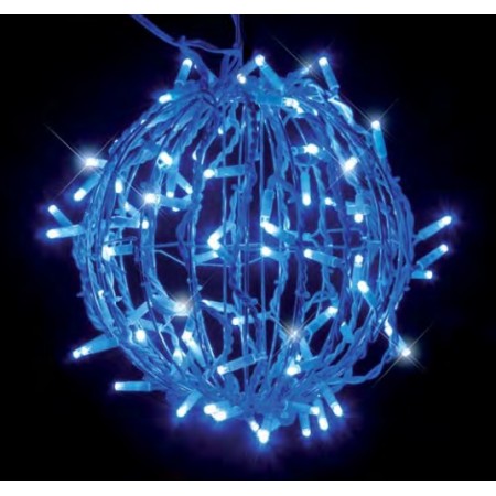 SFERA METAL 30CM 100 LED BLU