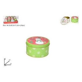 SCATOLA IN LATTA TONDA DECORO NATALIZIO