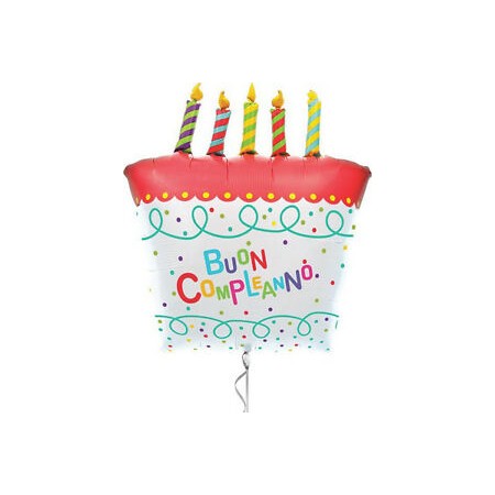 PALLONI FOIL BUON COMPLEANNO TORTA