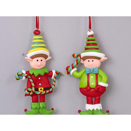 DISPLAY ELFO C/CAPPELLO A RIGHE CM.12 H IN FIMO 2MOD. ASS.